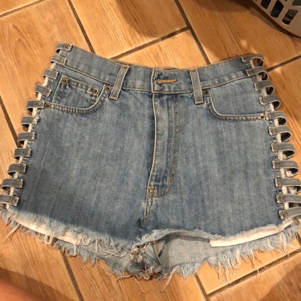 Carmar jean shorts with ribbed sides